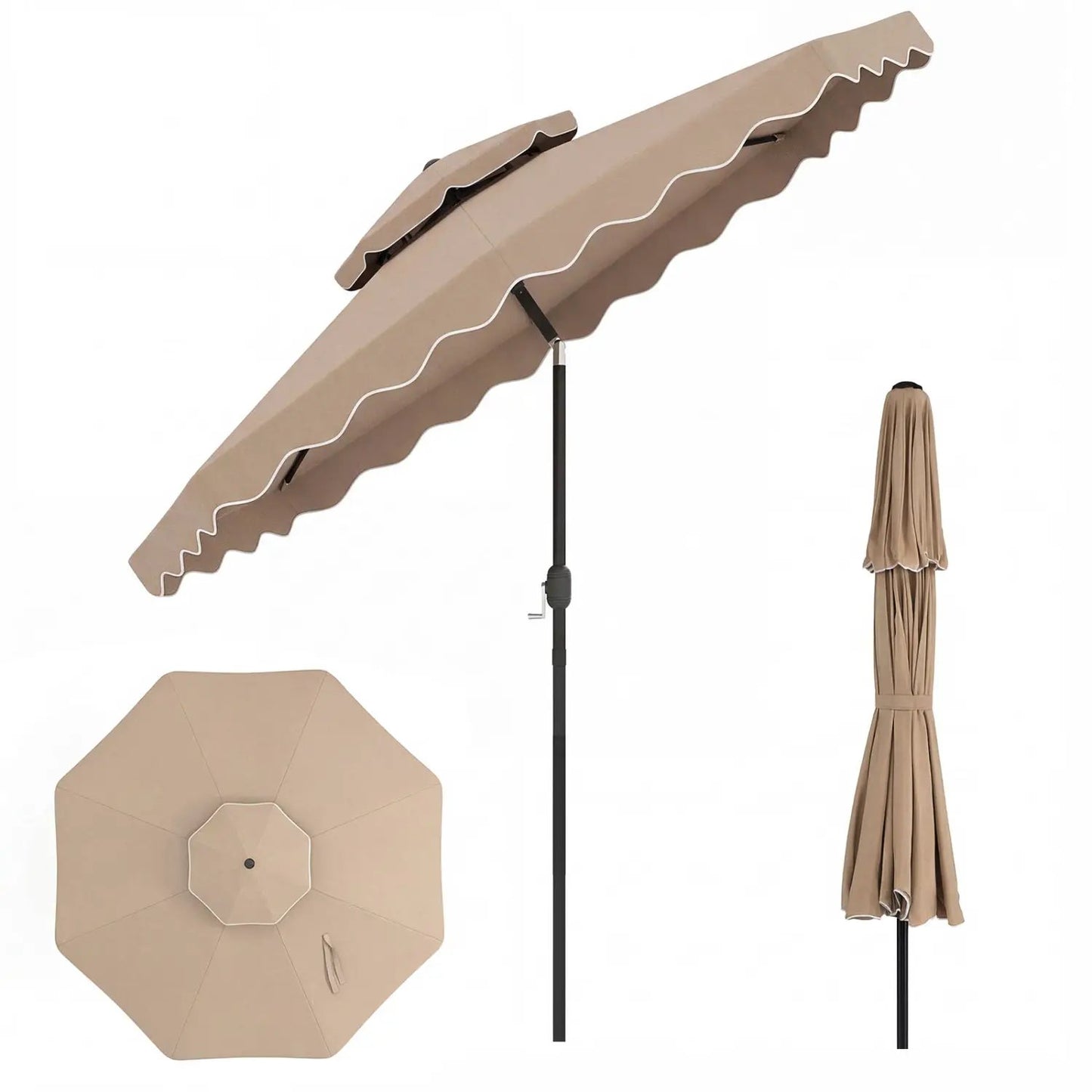 9 Feet Patio Umbrella With Push Button Tilt Crank