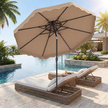 9 Feet Patio Umbrella With Push Button Tilt Crank