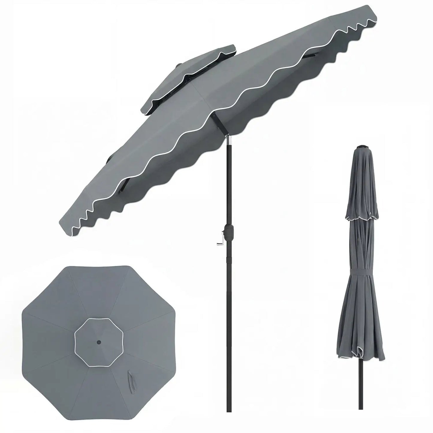 9 Feet Patio Umbrella With Push Button Tilt Crank