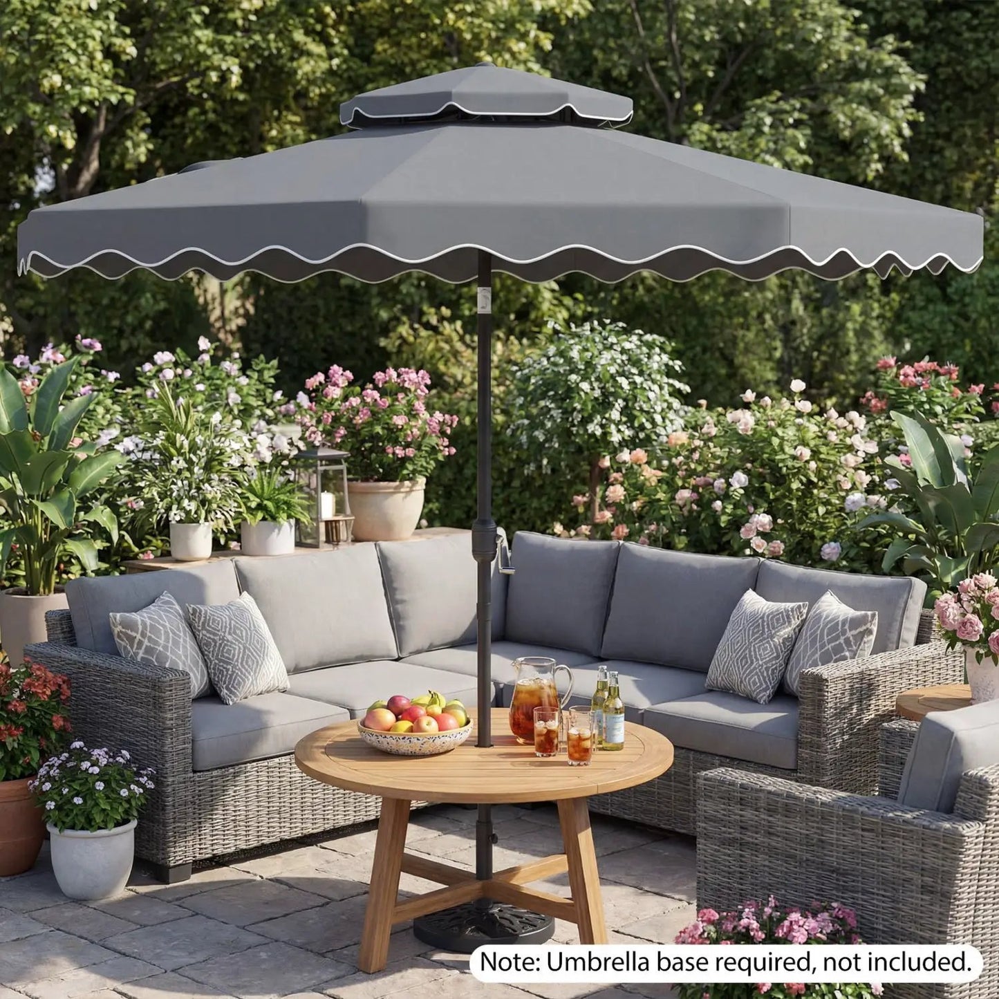 9 Feet Patio Umbrella With Push Button Tilt Crank