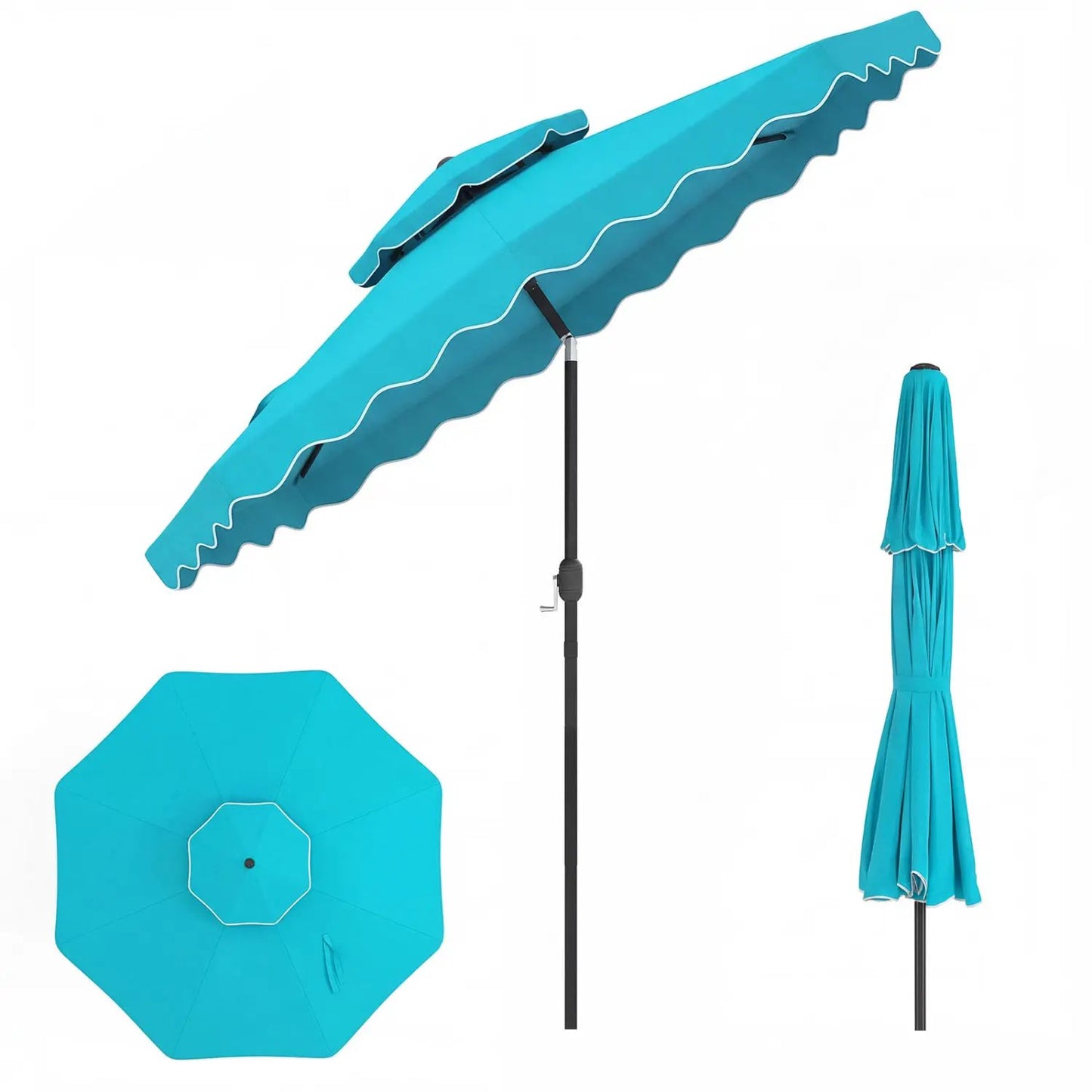 9 Feet Patio Umbrella With Push Button Tilt Crank