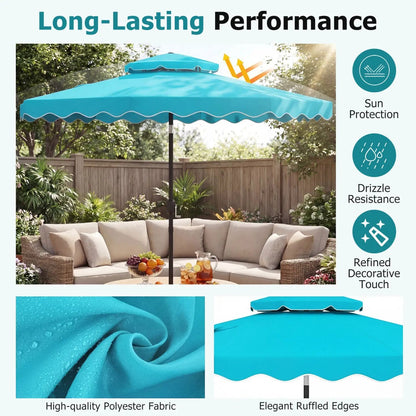 9 Feet Patio Umbrella With Push Button Tilt Crank
