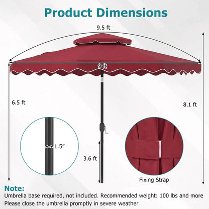 9 Feet Patio Umbrella With Push Button Tilt Crank