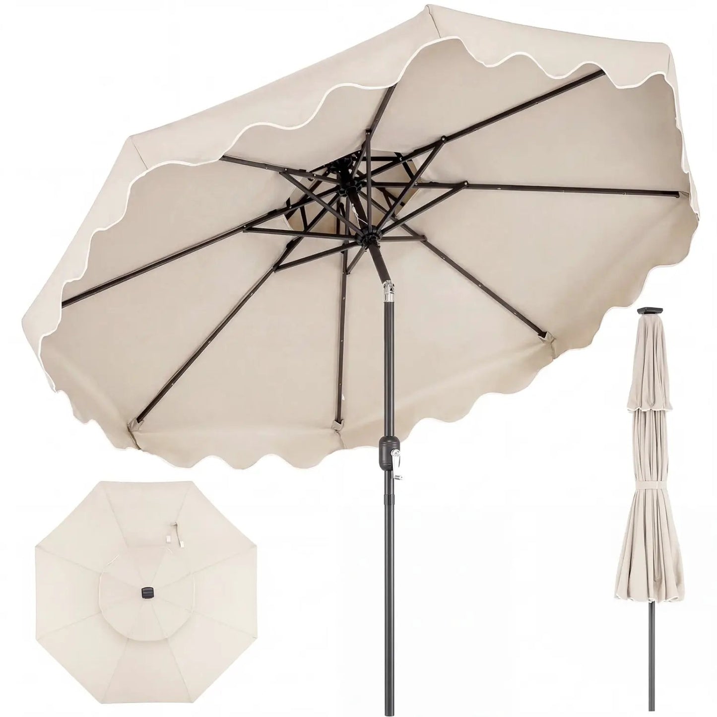 9 Feet Patio Umbrella With Push Button Tilt Crank