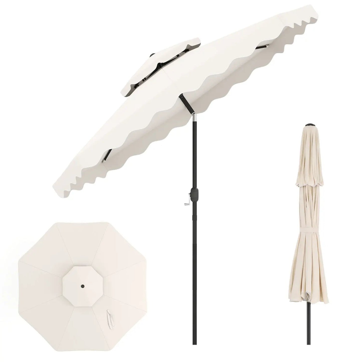 9 Feet Patio Umbrella With Push Button Tilt Crank
