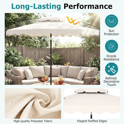 9 Feet Patio Umbrella With Push Button Tilt Crank