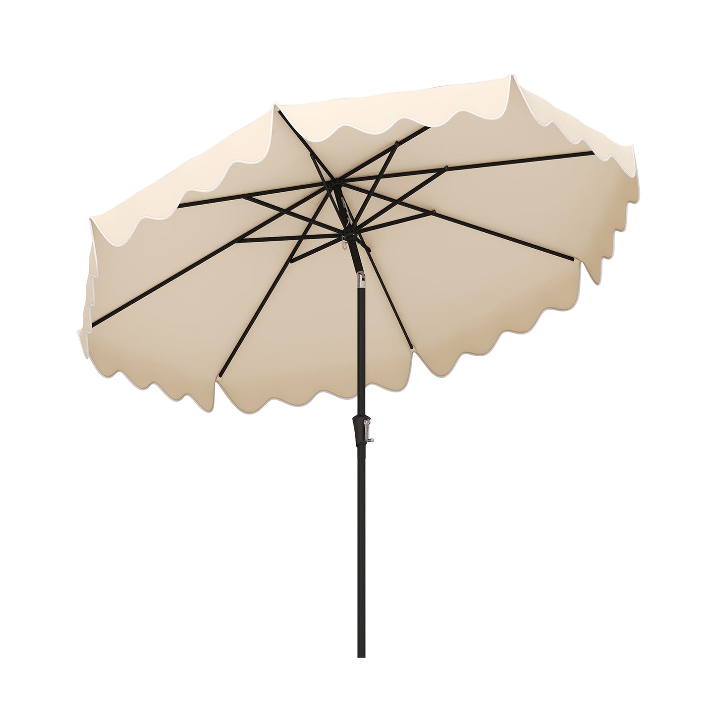9 Feet Patio Umbrella with Crank Handle and Push Button Tilt-Brown