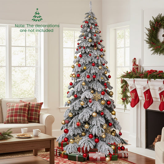 9 Feet Pre-Lit Artificial Xmas Tree Hinged Xmas Tree with Quick Power Connectors - Tampa Home & Garden Store