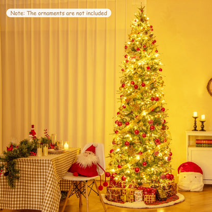 6/7.5/9 Feet Pre-Lit Artificial Christmas Tree Snow Flocked Hinged-9 FT