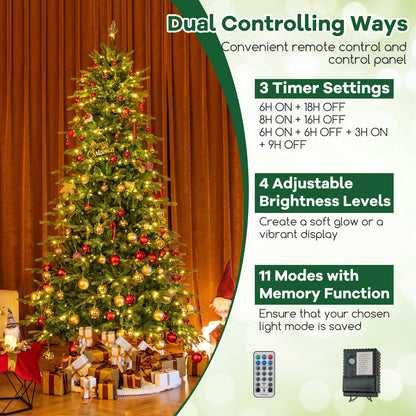 7.5 ft artificial Christmas tree with warm white LED lights, red and gold ornaments DirectDeals on Tampa Home & Garden Store