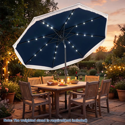 9 Feet Solar Patio Umbrella with 24 Led Lights