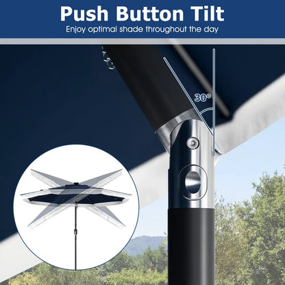 9 Feet Solar Patio Umbrella with 24 Led Lights