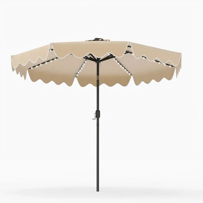 9 Ft Solar Patio Umbrella With LED Lights