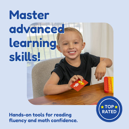 Grades 1-2 Readiness Backpack The Fidget Games; kid at desk with red card and learning tools on Tampa Home & Garden Store