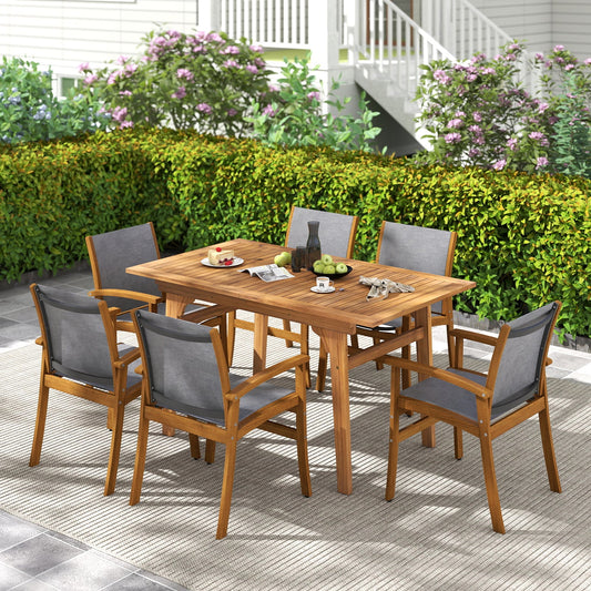 9 Pieces Acacia Wood Patio Dining Set for 6 - Tampa Home & Garden Store