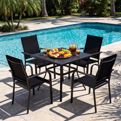 5 Piece Patio Dining Set for Four with Chairs