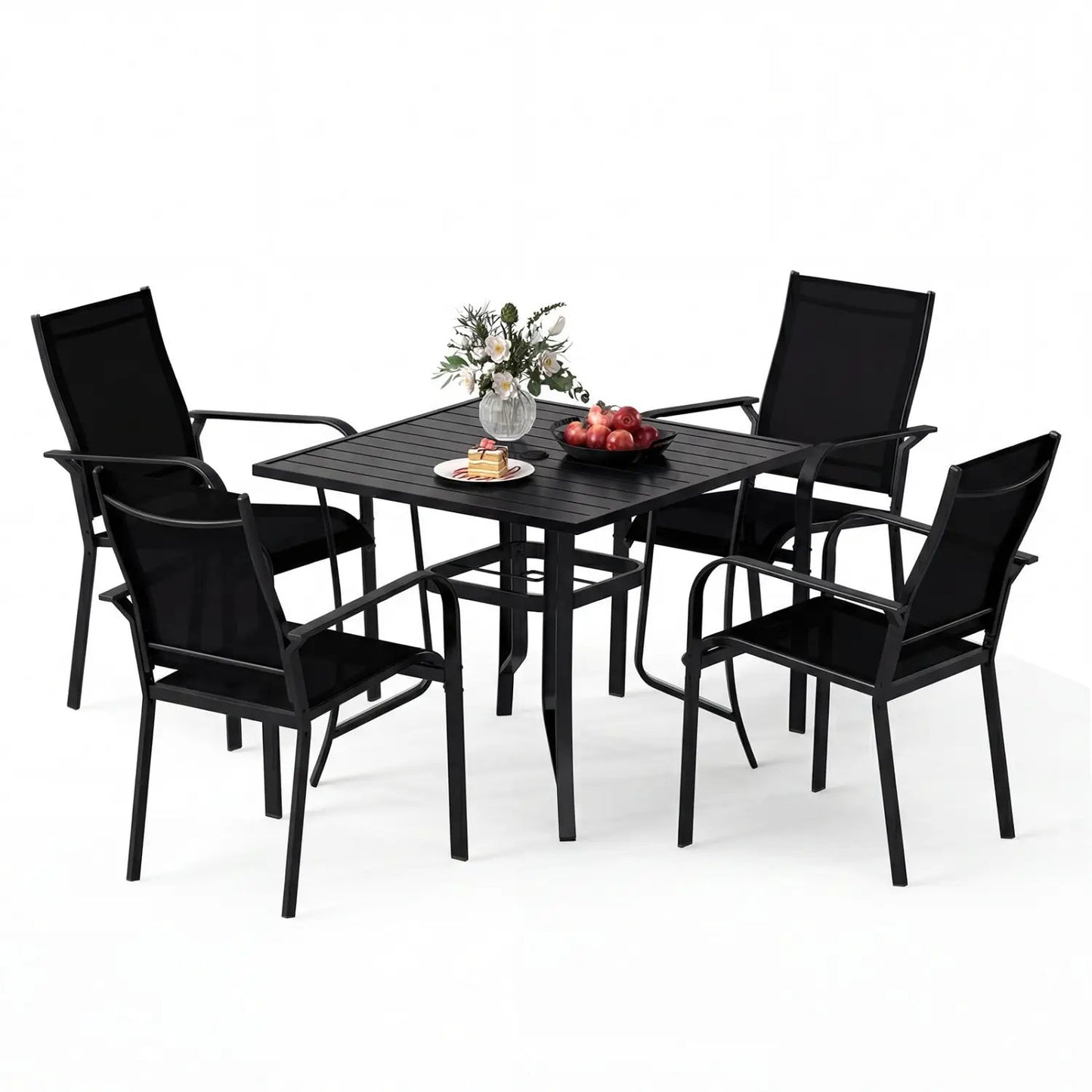 5 Piece Patio Dining Set for Four with Chairs