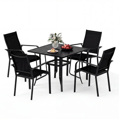 5 Piece Patio Dining Set for Four with Chairs