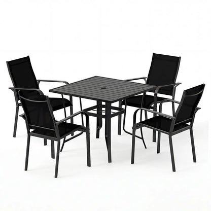 5 Piece Patio Dining Set for Four with Chairs
