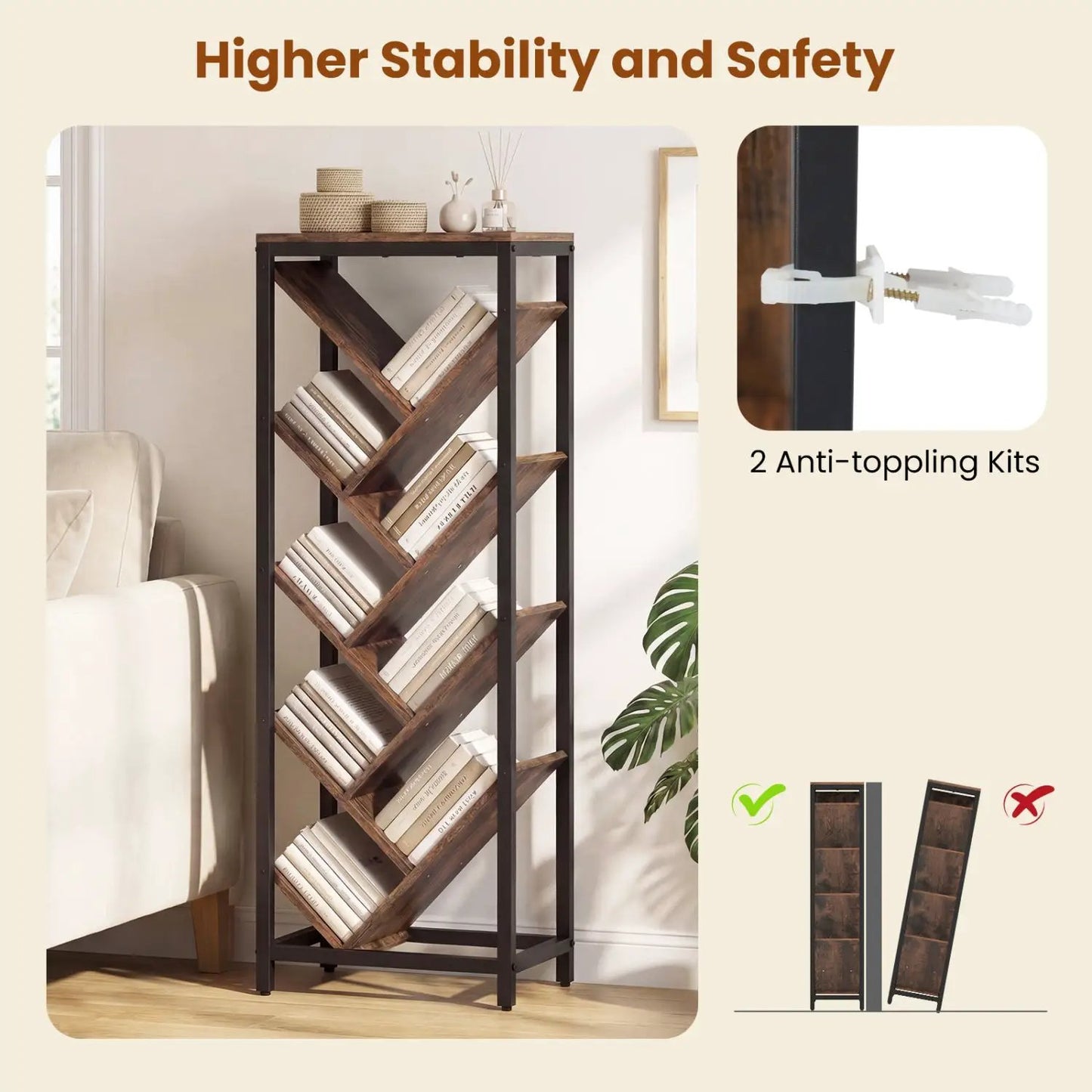 Nine Tier Freestanding Bookcase for Hardcover