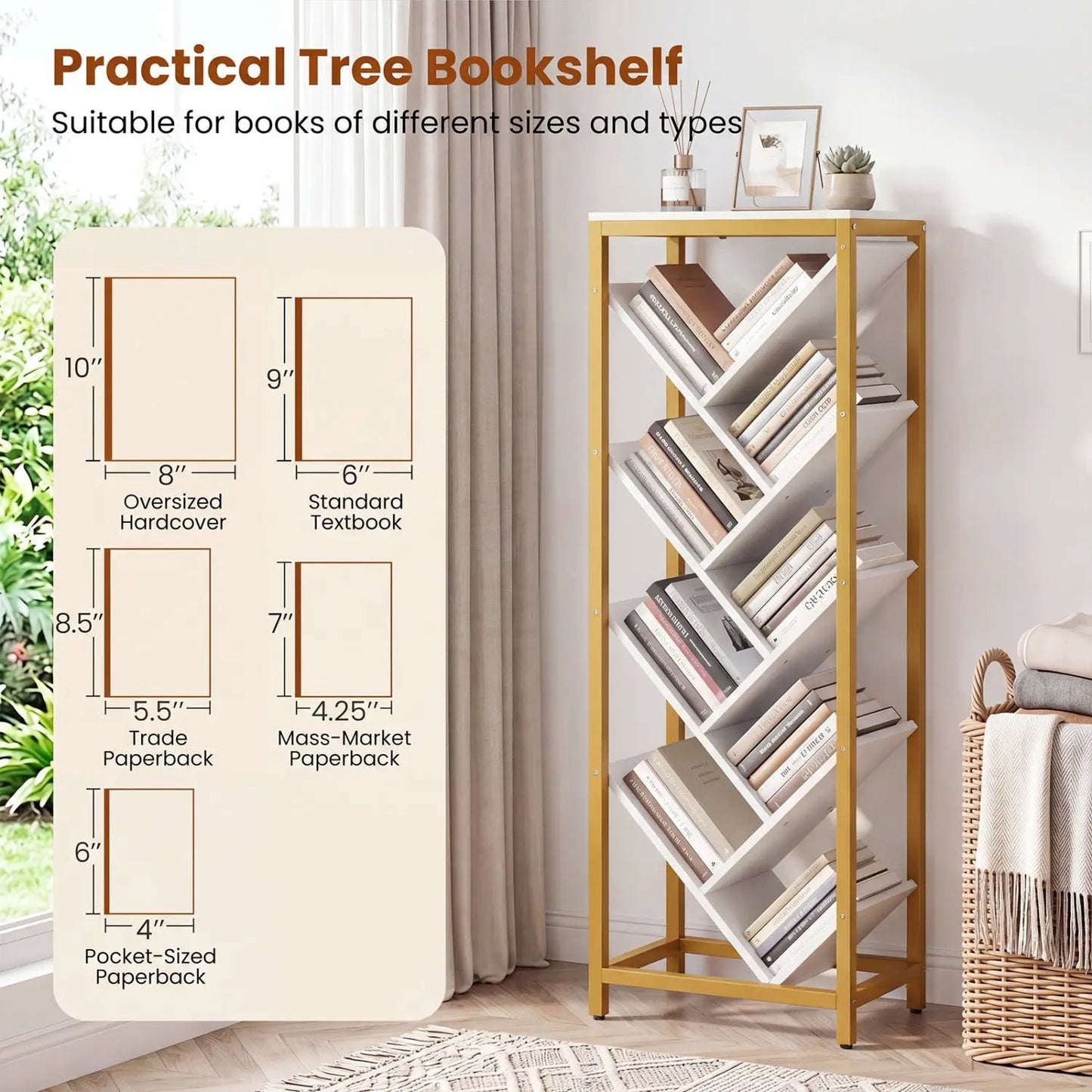 Nine Tier Freestanding Bookcase for Hardcover