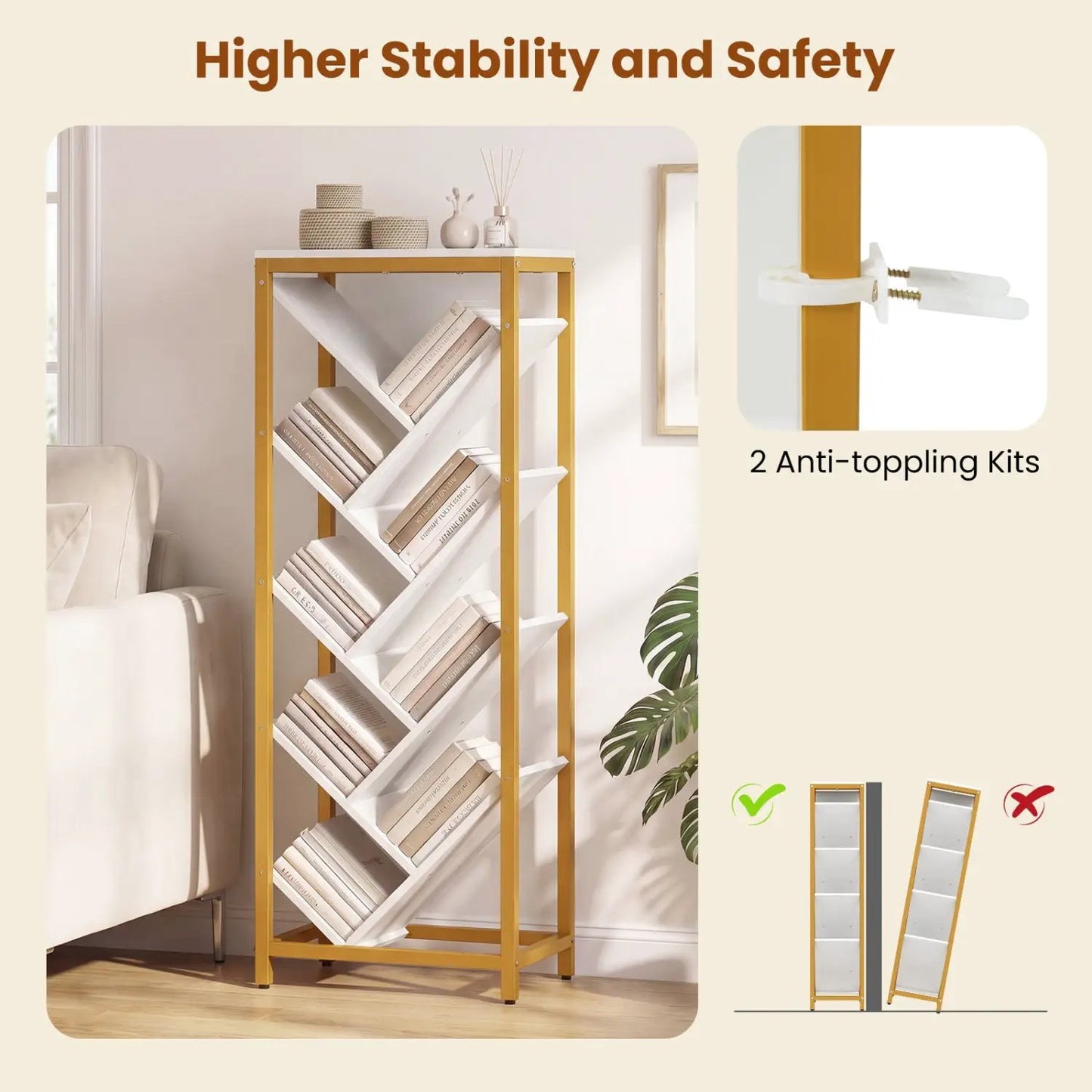 Nine Tier Freestanding Bookcase for Hardcover