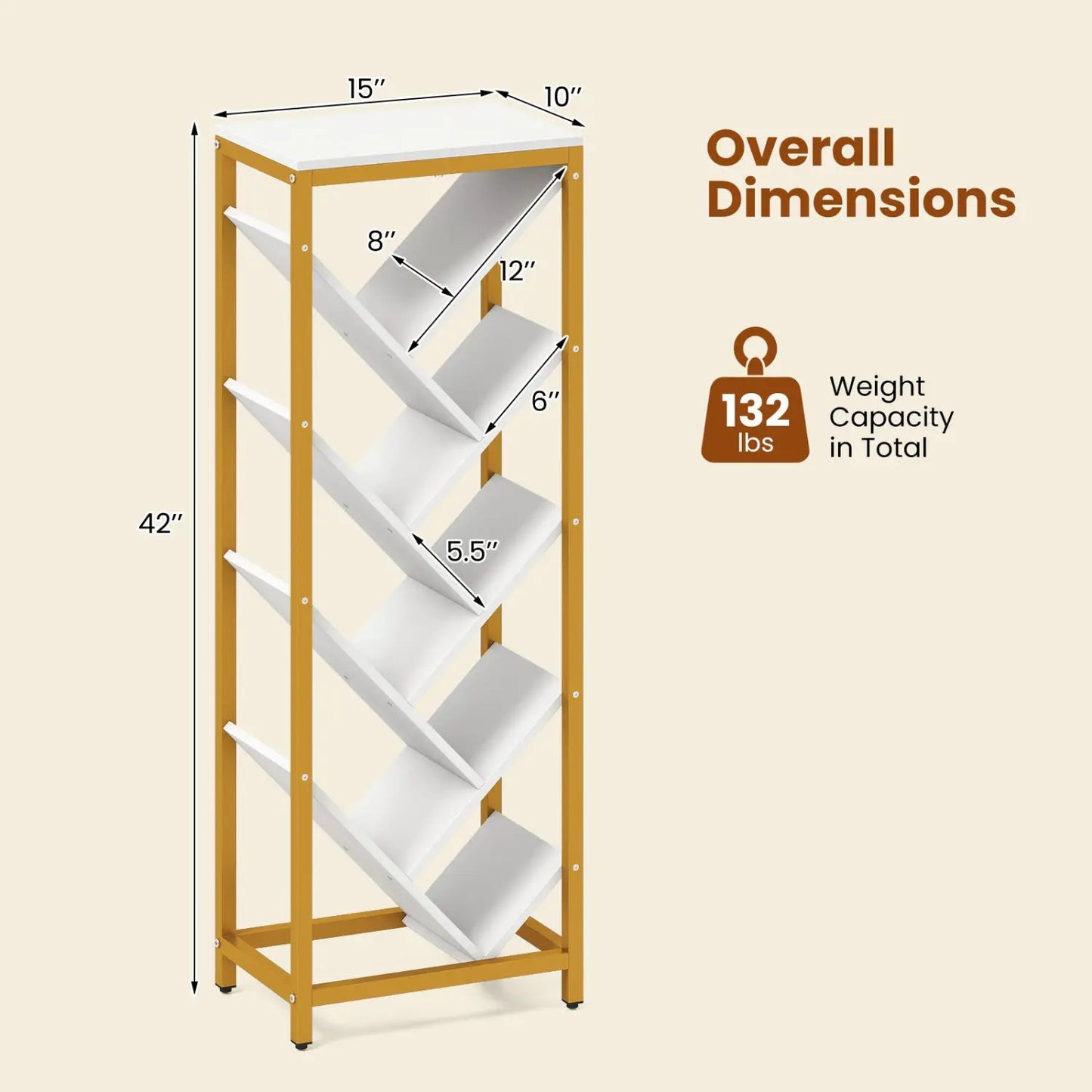 Nine Tier Freestanding Bookcase for Hardcover