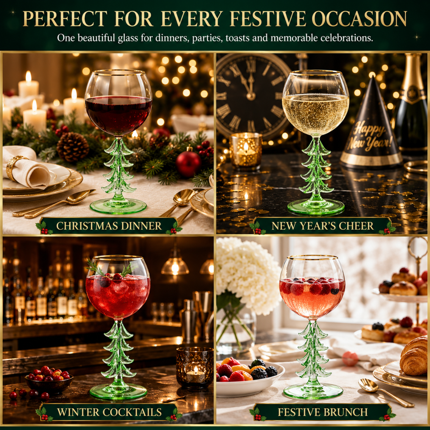 Premium Natale Stemmed Wine Glass Holder