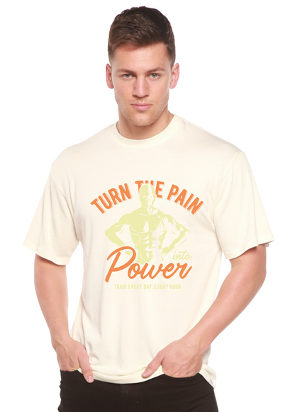 Turn The Pain men's short-sleeve graphic tee in cream with orange text and yellow figure on Tampa Home & Garden Store