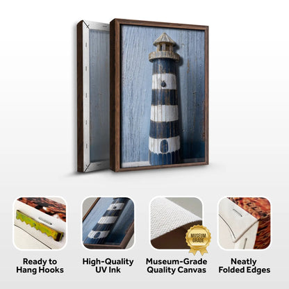 Wooden Lighthouse Coastal Wall Art canvas crafting Tailored Canvases blue weathered wood backdrop on Tampa Home & Garden Store