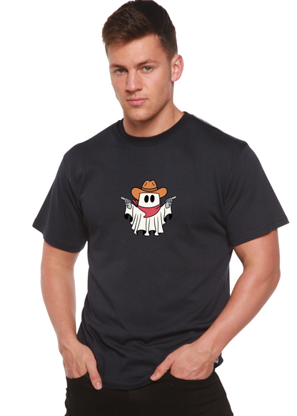 Cowboy Ghost navy unisex short sleeve bamboo viscose organic cotton graphic tee featuring ghost on Tampa Home & Garden Store