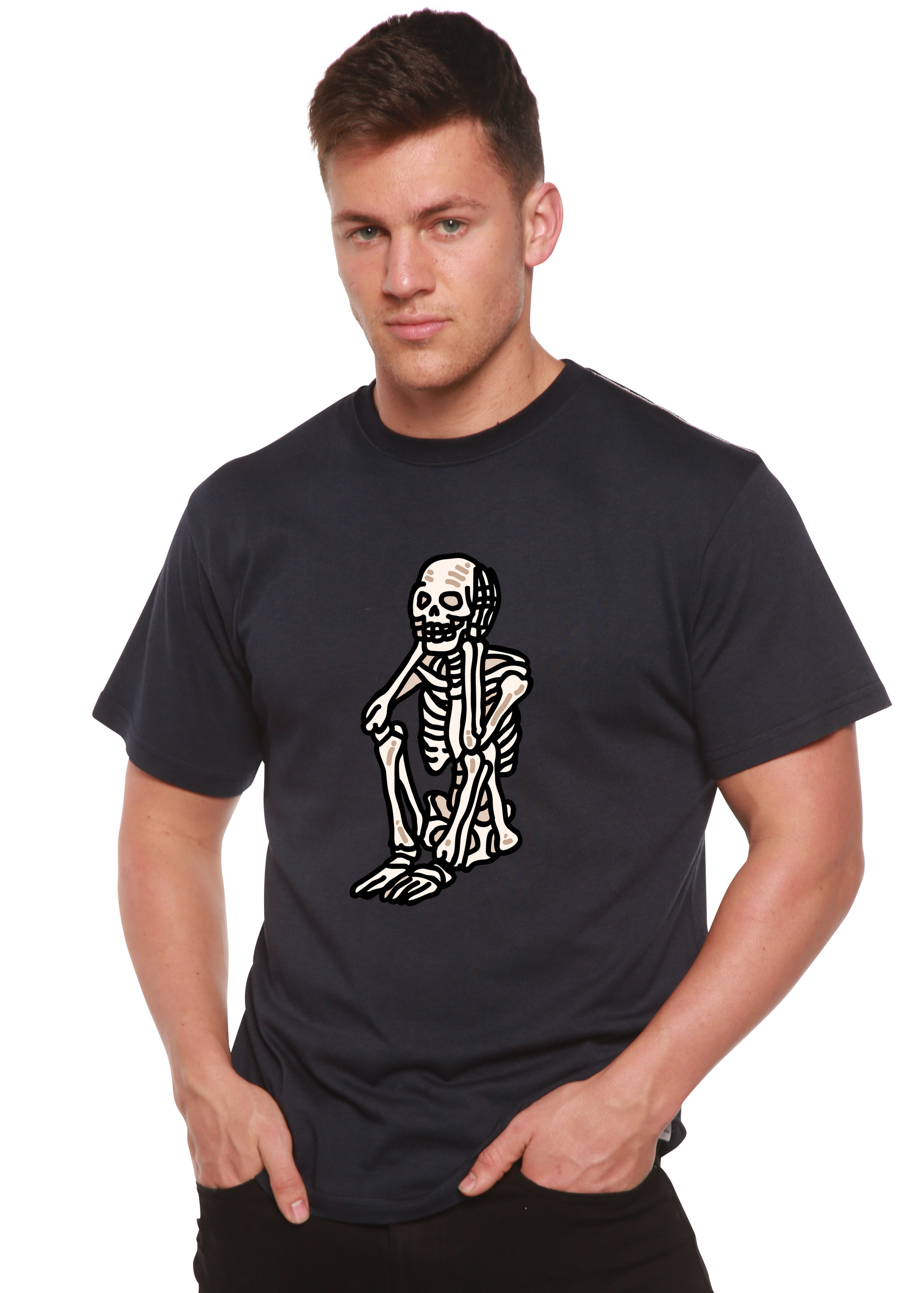 Men's black skeleton graphic short sleeve T-shirt, bamboo viscose/organic cotton, Spun Bamboo on Tampa Home & Garden Store