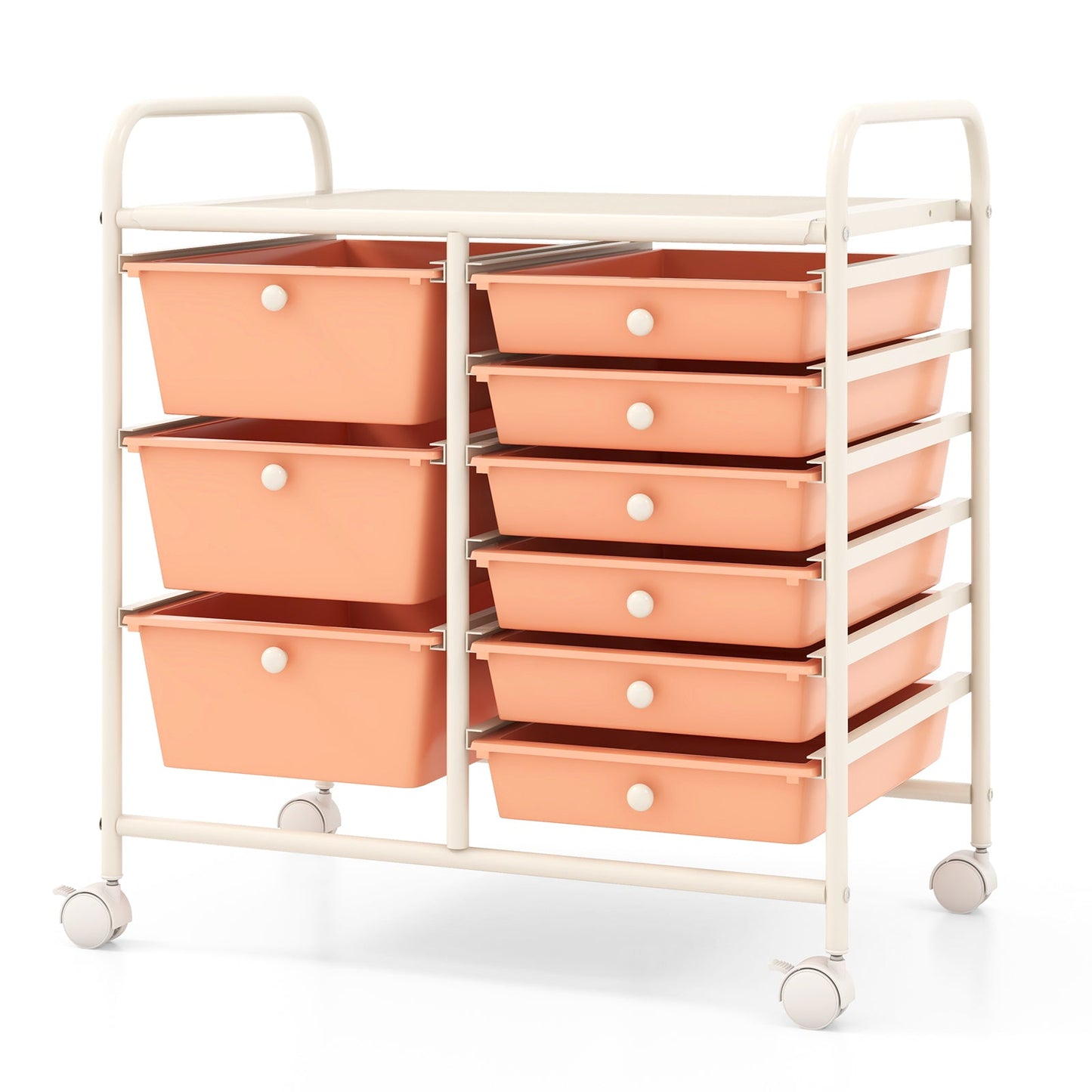 9-Drawer Rolling Storage Cart with Colorful Drawers and Metal Frame-Black