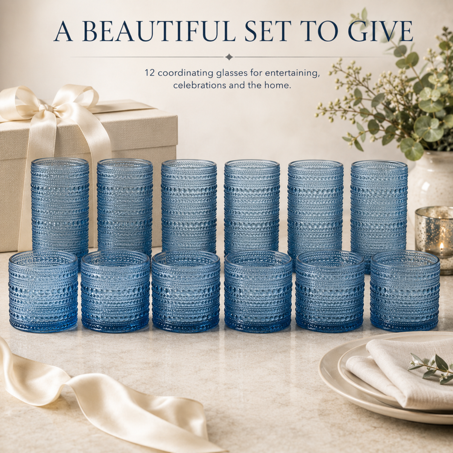 Textured Hobnail Lowball and Highball Set of 12