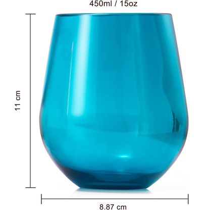 Eze Acrylic Stemless Wine Glassware and Set of 6