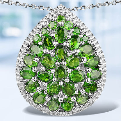 Teardrop 4.65ct Chrome Diopside pendant in .925 silver with clustered green stones, Bids.com on Tampa Home & Garden Store