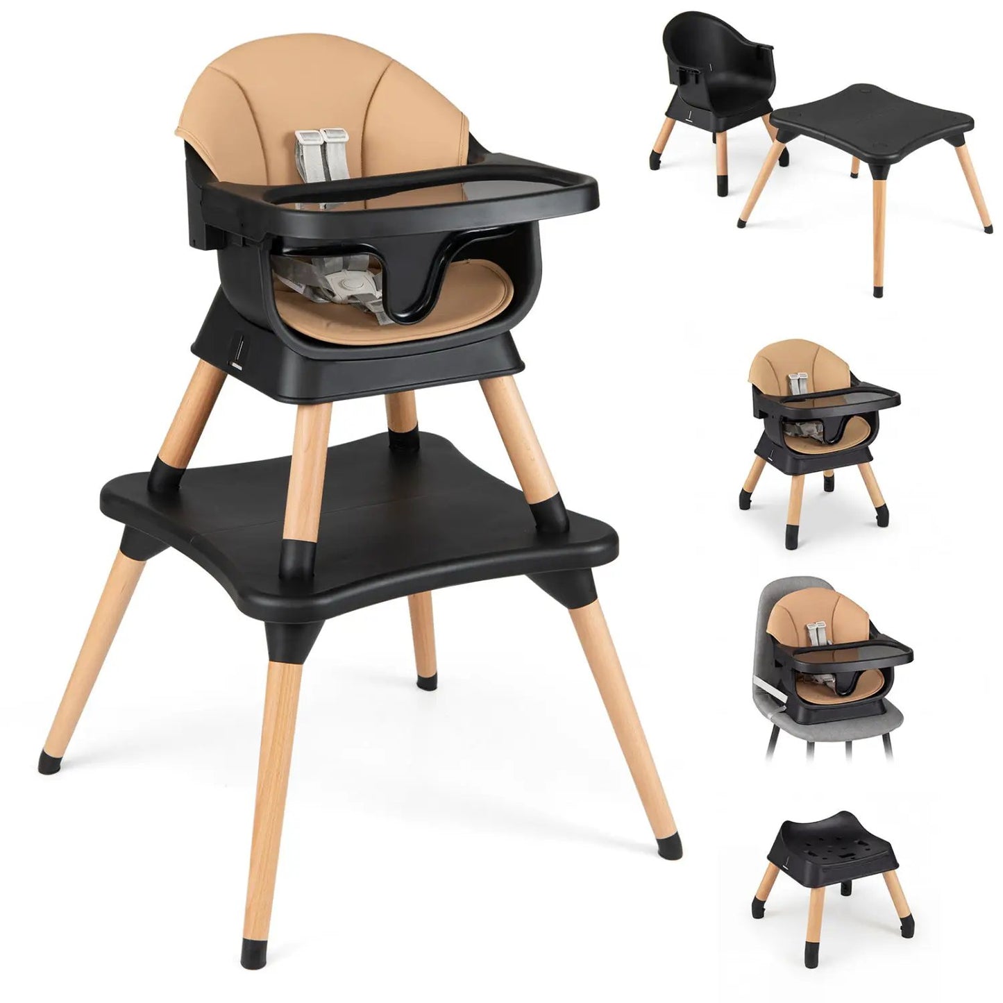 Nine in One Convertible High Chair Solid Wood