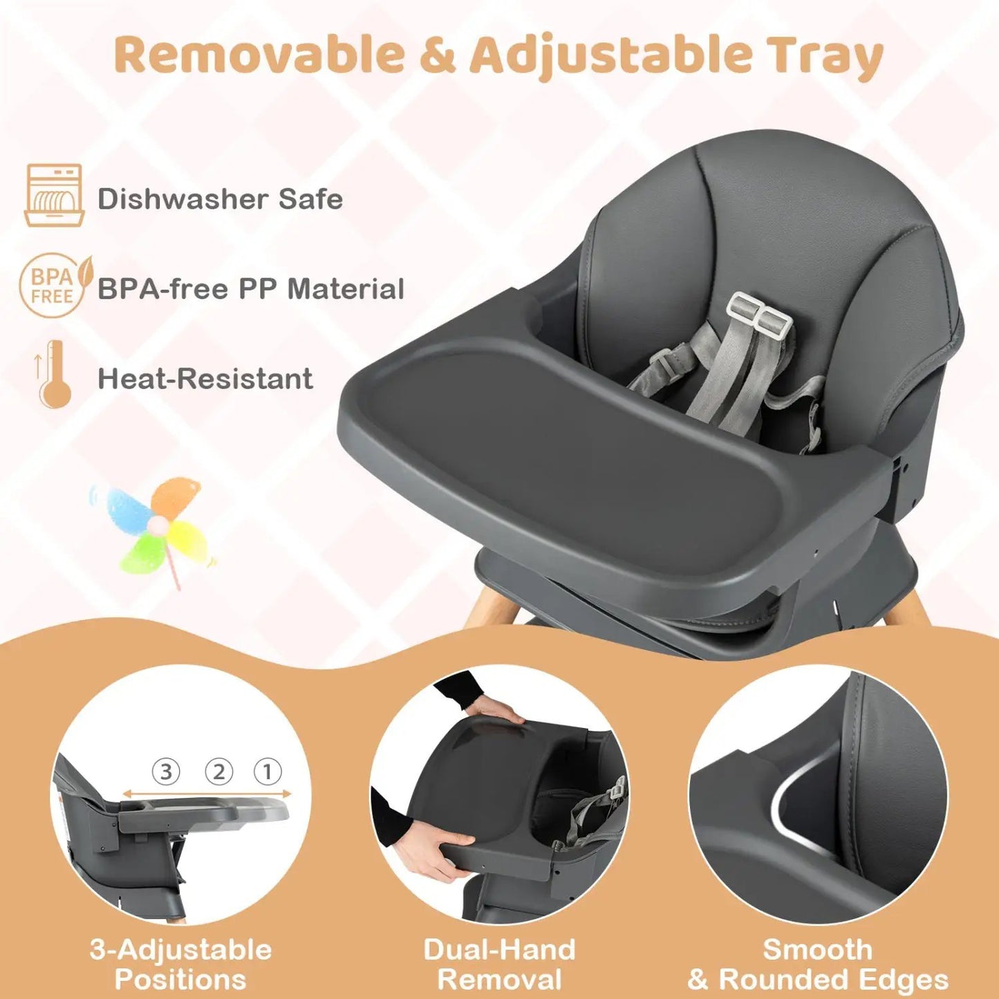 Nine in One Convertible High Chair Solid Wood