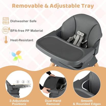 Nine in One Convertible High Chair Solid Wood