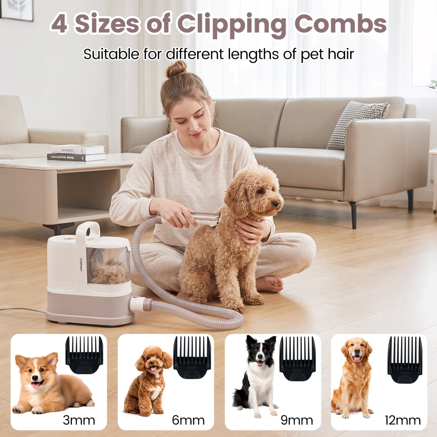 Dog grooming vacuum kit by DirectDeals with 4 clipping comb sizes and 3 suction modes on Tampa Home & Garden Store