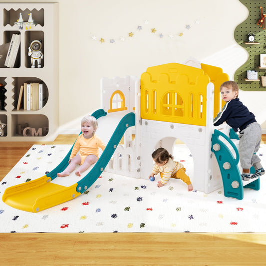 9-in-1 Toddler Slide L-Shaped with Basketball Hoop and Steering Wheel - Tampa Home & Garden Store