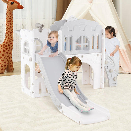 9-in-1 Toddler Slide L-Shaped with Basketball Hoop and Steering Wheel - Tampa Home & Garden Store