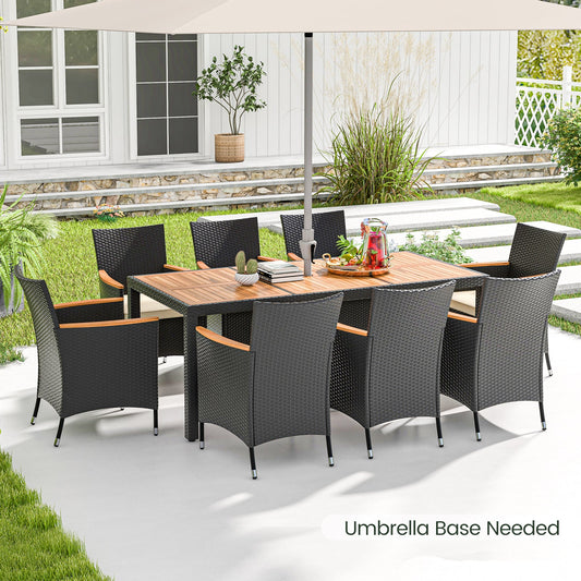9 Pieces Outdoor Dining Set with Acacia Wood Tabletop - Tampa Home & Garden Store