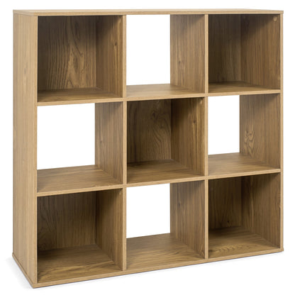 9-Cube wooden bookcase DirectDeals in natural oak finish with anti-tip kits on Tampa Home & Garden Store