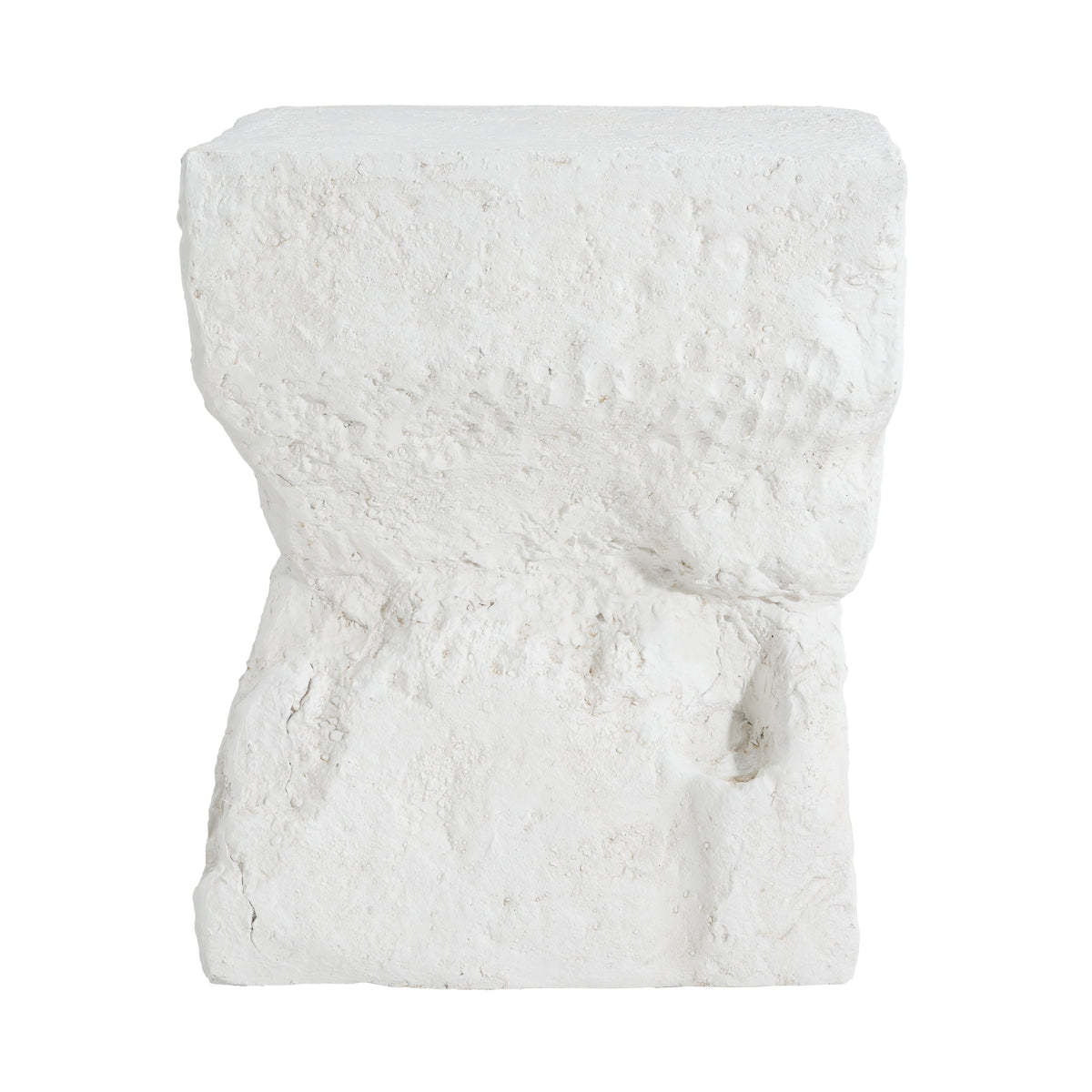 Cleo Outdoor Patio Modern Minimalist MGO Side Table with a white textured stone block surface on Tampa Home & Garden Store
