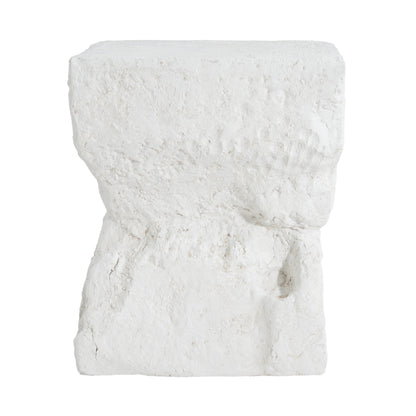 Cleo Outdoor Patio Modern Minimalist MGO Side Table with a white textured stone block surface on Tampa Home & Garden Store