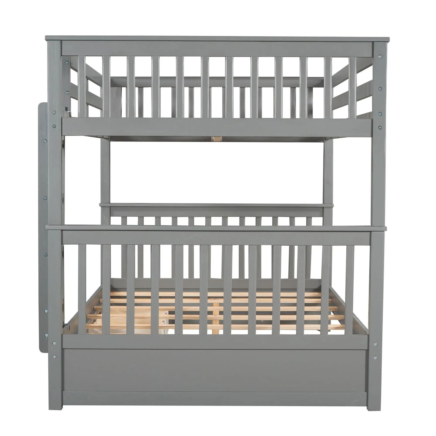 Bunk bed frame gray with slatted rails and panel sides by Unique Piece Furniture on Tampa Home & Garden Store