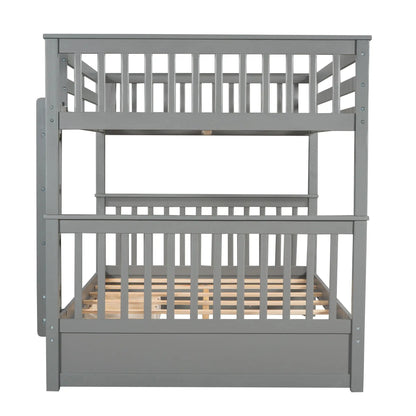 Bunk bed frame gray with slatted rails and panel sides by Unique Piece Furniture on Tampa Home & Garden Store