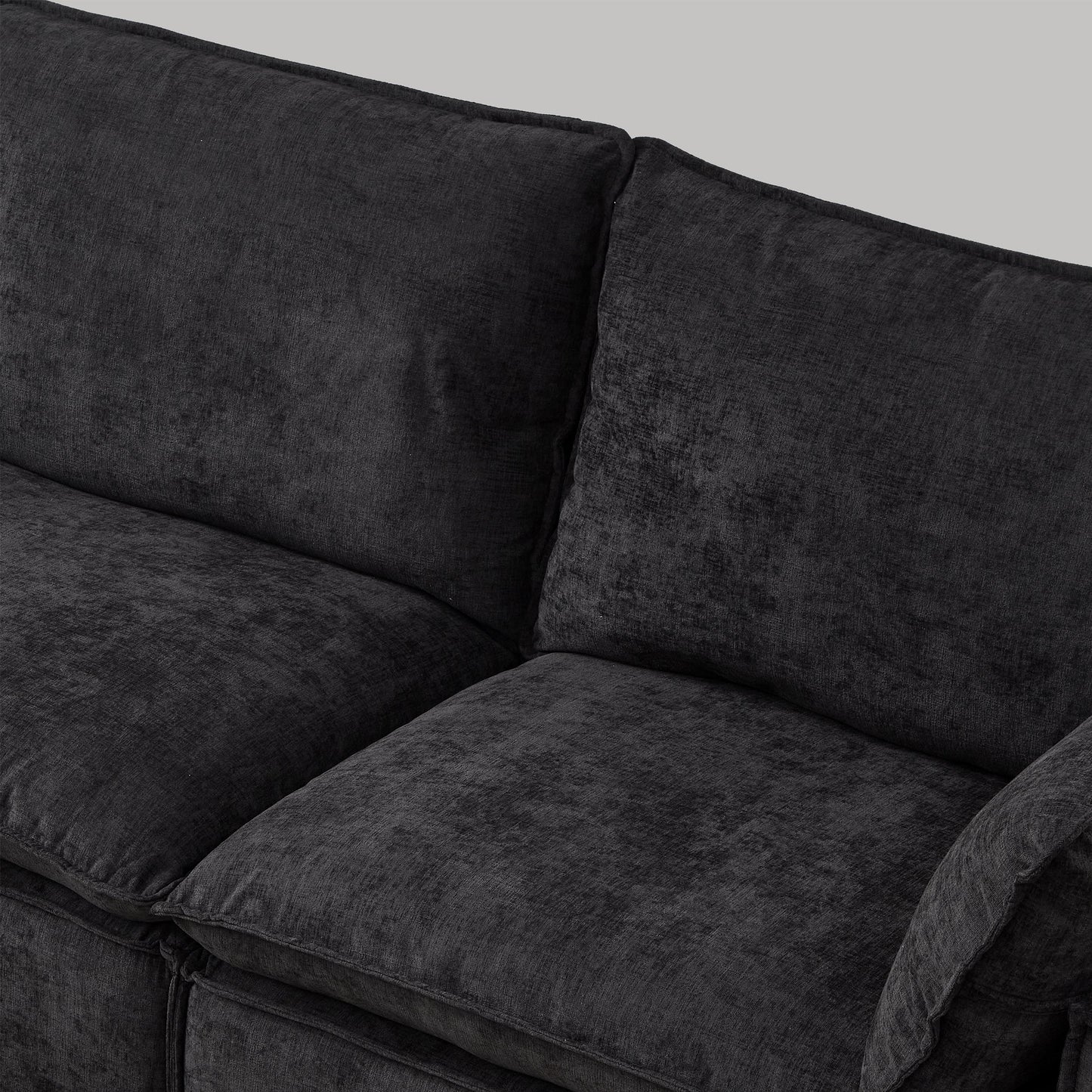 108.5in modular L-shape sectional sofa with movable ottoman in charcoal gray fabric on Tampa Home & Garden Store