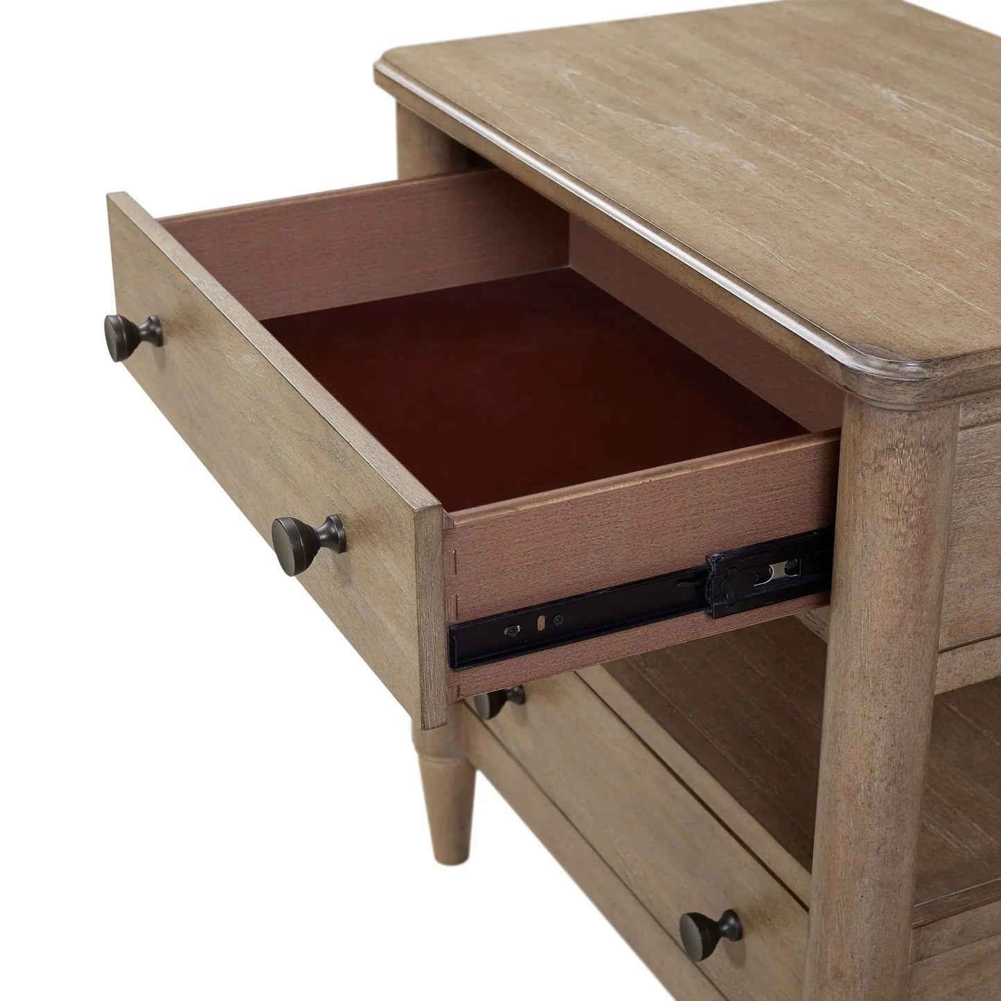 Open Nightstand With 2 Drawers and Felt Lined Top